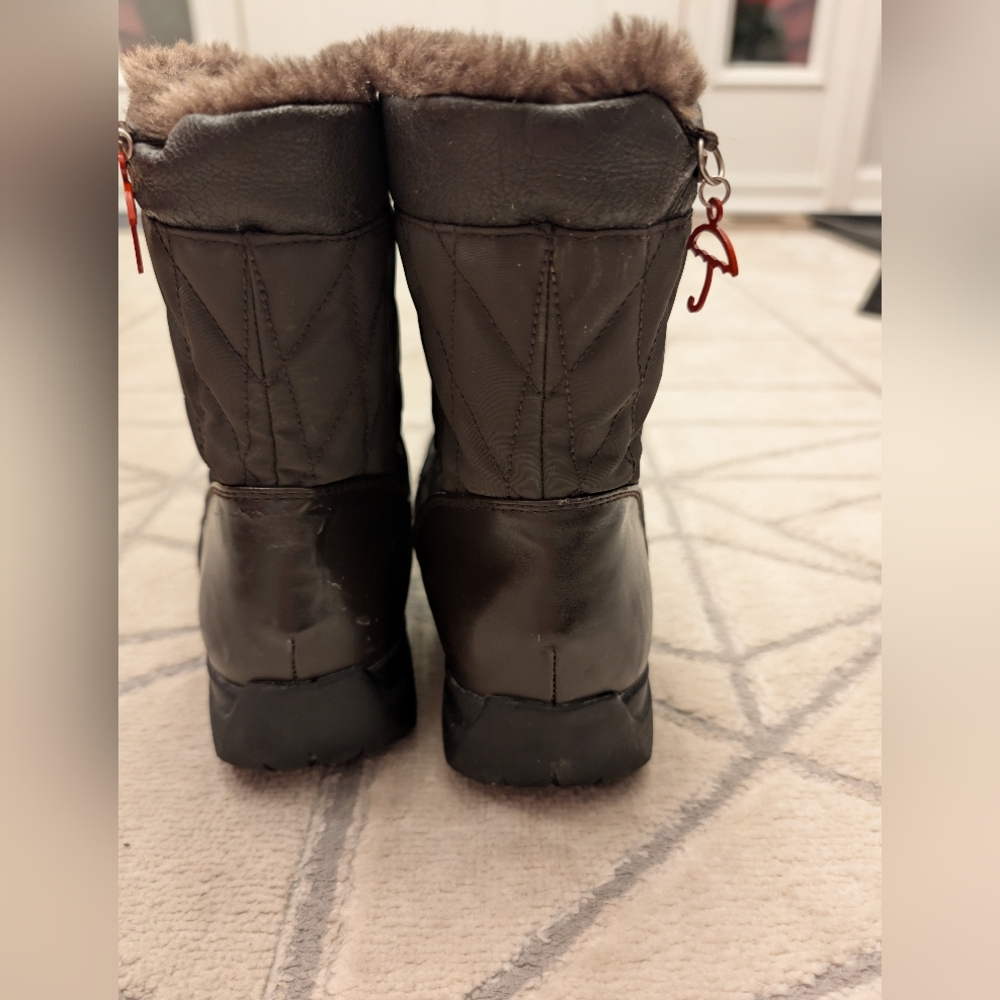 Weatherproof Chocolate Brown Square Toe Faux Fur … - image 4